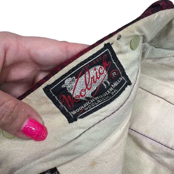 Woolrich VTG 50s Buffalo Plaid Lumberjack Hunting Logger Pants Red Black 36 - Picture 9 of 9